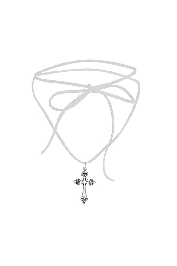 YIEMEEN Cross Strap Choker Cross Tie Necklace Cross Pendant Choker Alloy Material