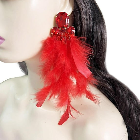 YIEMEEN Crystal Feather Drop Ear Jewelry Stylish Addition To Everyday Or Evening Looks