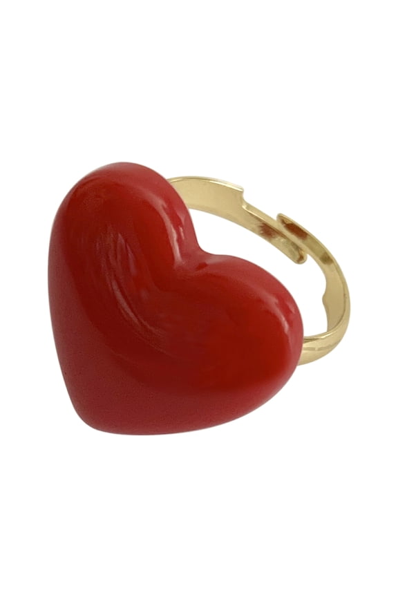 YIEMEEN Cute Acrylic Open Ring Sweet Cartoon Heart/Bear Ring Adjustable Finger Ring