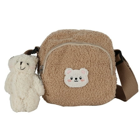 YIEMEEN Cute Plush Crossbody Purse Bear Pendant Small Satchel Shoulder Bag for Women