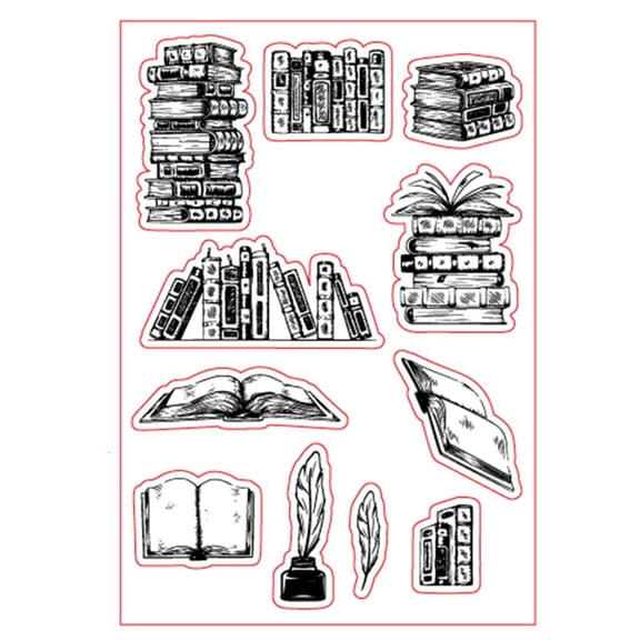 YIEMEEN DIY Crafts Card Retro Books Making Embossing Stencil Clear Stamp Set