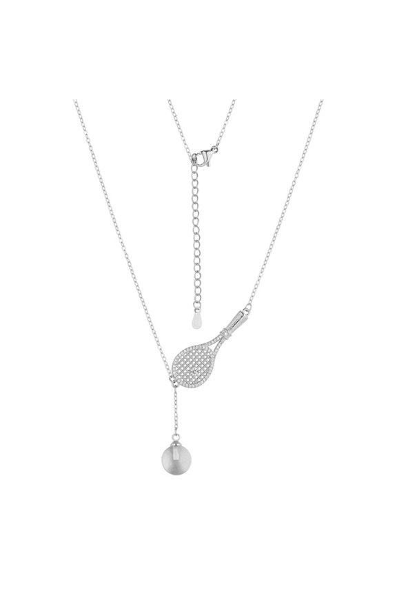 YIEMEEN Delicate Cutting Badminton Jewelry Gift For Her Sparkling Crystal Tennis Accessory Necklace