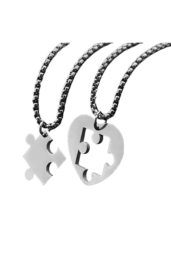 YIEMEEN Delicate Heart Puzzle Pendant Necklaces for Couples Stylish Neckchain Jewelry