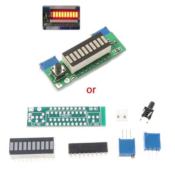 YIEMEEN Diy Kits LM3914 3.7V Lithium Battery Capacity Indicator Module Tester LED Displa
