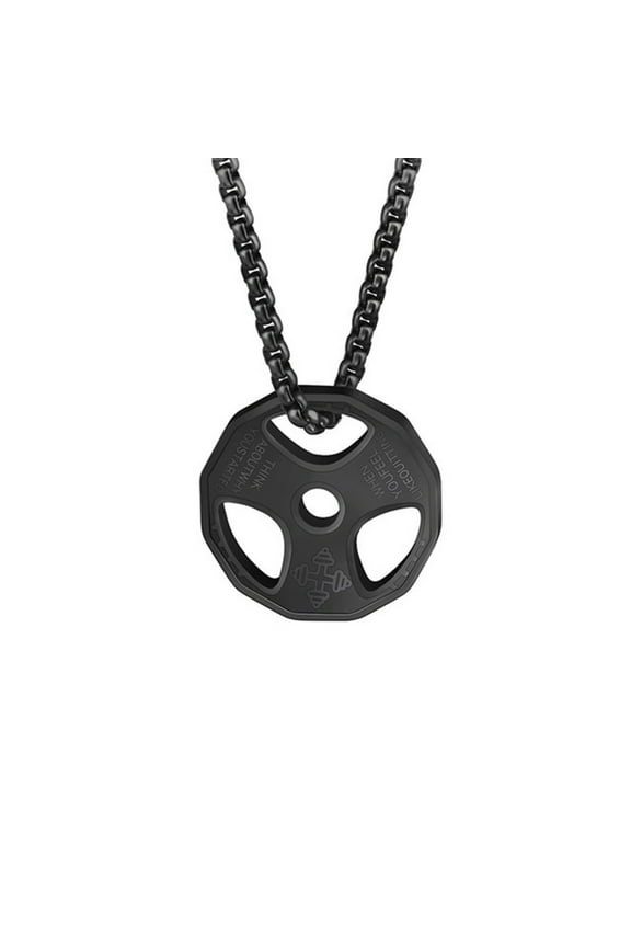 YIEMEEN Dumbbell Pendant Necklace Titanium Steel Fitness Gym Necklace Weight Plate Barbell Dumbbell Necklaces Men Women Pendant