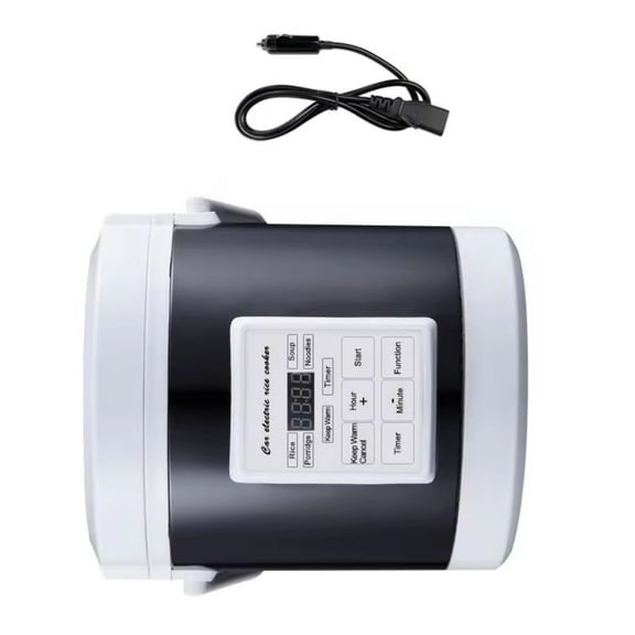 YIEMEEN Electric Cooking Machine 12V/24V Efficient Car Rice Cooker Camping Rice Cooker Metal Texture for Outdoor Meal Prep