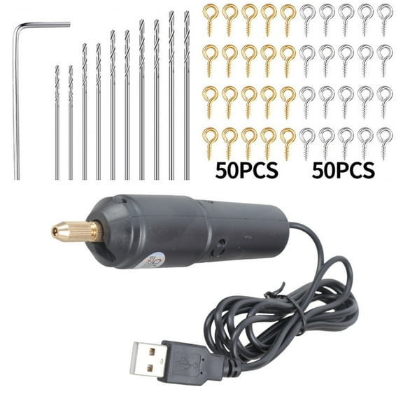 YIEMEEN Electric Hand Drill Tools Set Electrical Pin Vise Kit with 10 Pcs Drill Bits for Resin Polymer Clay Jewelry Making