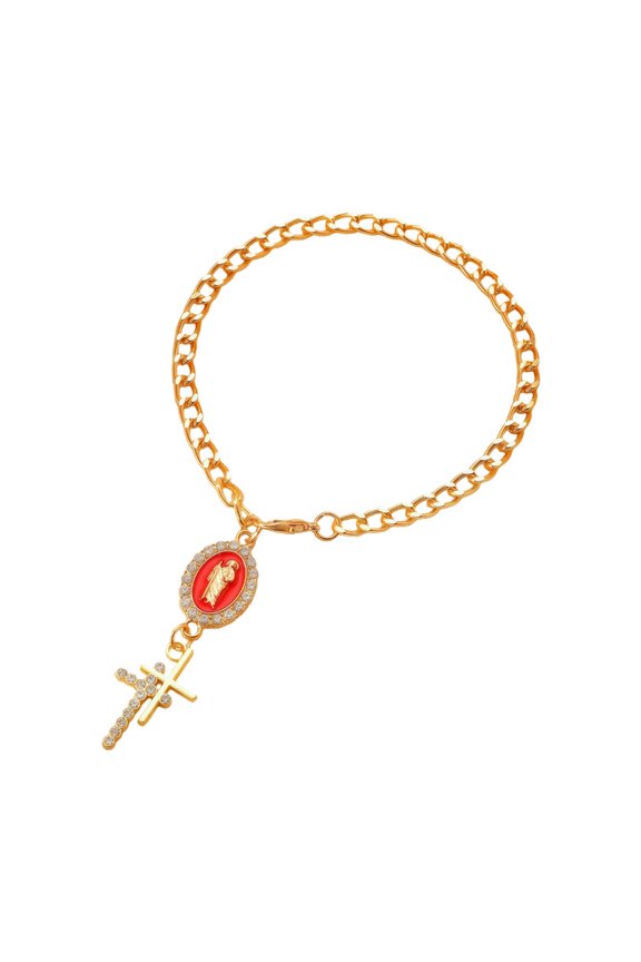 YIEMEEN Elegant Crosses Pendant Charm Bracelet Religious Wrist Jewelry Charm Accessory Alloy Texture Suitable for Women Present