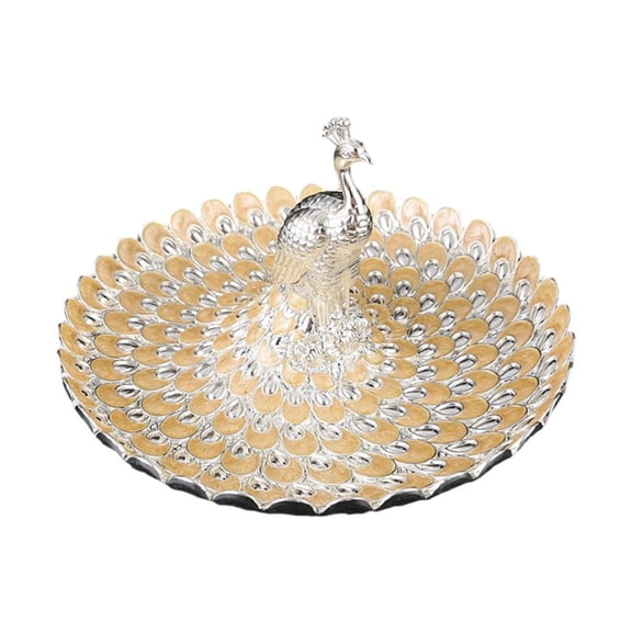 YIEMEEN Elegant Peacocks Embossed Metal Fruit Tray For Home Decoration & Serving Snacks