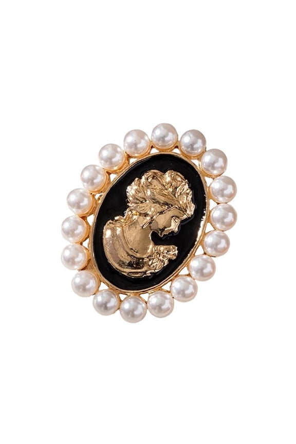 YIEMEEN Elegant Pearls Cameo Alloy Pin Brooch Vintage Design Formal Attire Embellishment