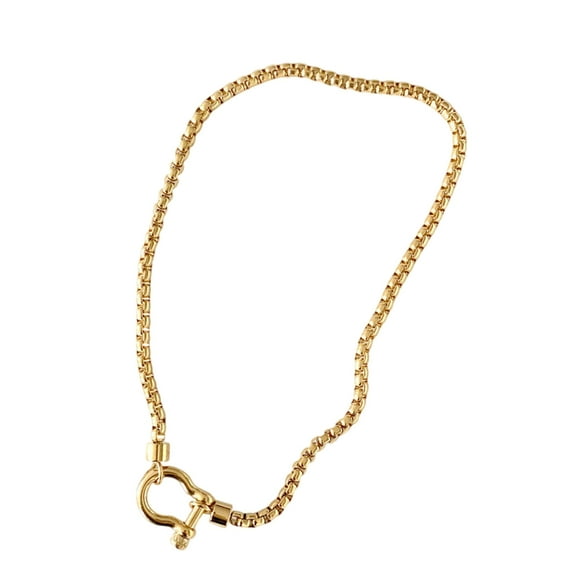 YIEMEEN Elegant Stainless Steel Necklace Featuring Carabiner Clasp for Modern Outfits