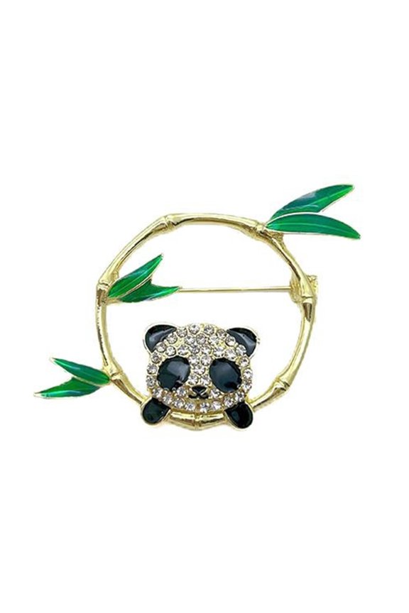 YIEMEEN Elegant Sturdy Alloy Panda and Bamboo Pin Portable Accessory for Everyday Wear