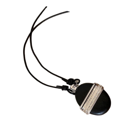 YIEMEEN Elegant Wine Flask Shape Drop Necklace Wood Texture Pendant Jewelry for Daily