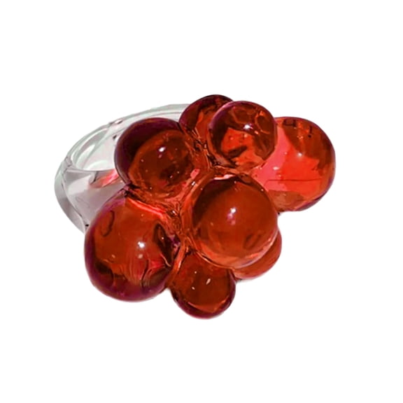 YIEMEEN Exaggerated Acrylic Rings with Beads Dating Jewelry Acrylic Texture for Daily
