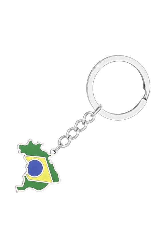 YIEMEEN Exquisite Brazilian Flag Keyring Long Lasting Brazil Map Keychain Non Fading Titanium Steel Key Holder for Travelers