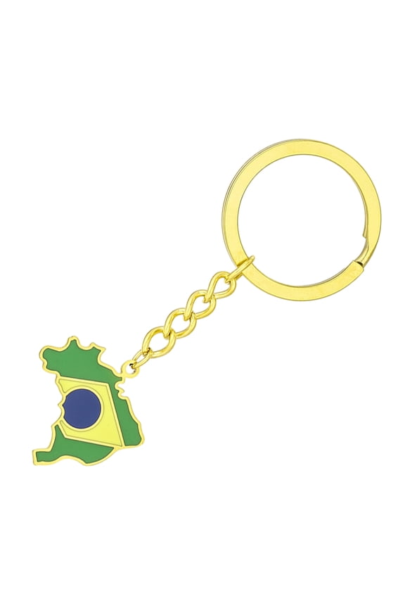 YIEMEEN Exquisite Brazilian Flag Keyring Long Lasting Brazil Map Keychain Non Fading Titanium Steel Key Holder for Travelers