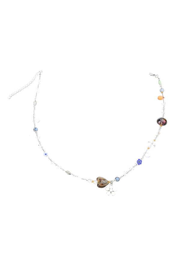 YIEMEEN Fashion Flower Necklace Dainty Crystal Beaded Choker Necklace Adjustable Chain Birthday Gift Dainty Acrylic Flower Chain