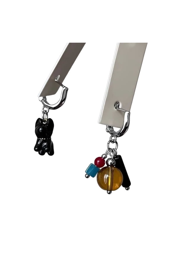 YIEMEEN Fashionable Black Dog Earrings With Asymmetric Designs Lightweight Alloy Dangle Ear Clips Ideal For Everyday Wear
