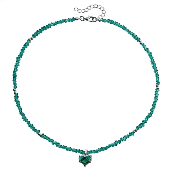 YIEMEEN Fashionable Handcraft Beaded Necklace with Love Heart Pendant Adjustable Glass Bead Jewelry for Trendy Women