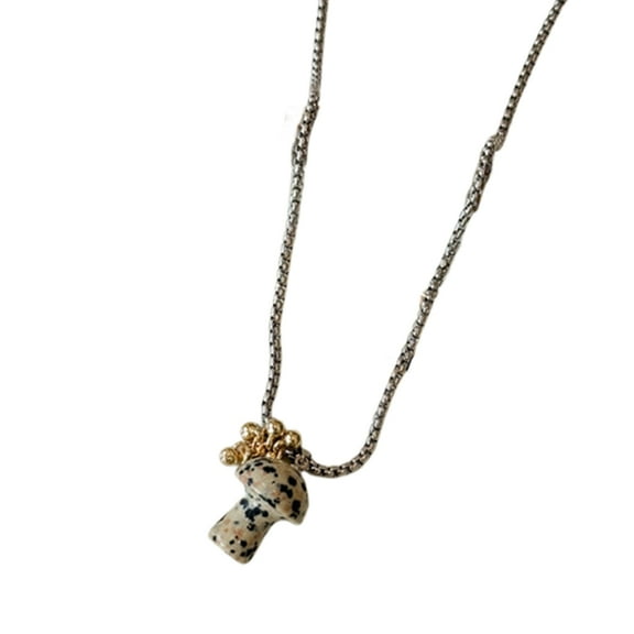 YIEMEEN Fashionable Mushroom Necklace Elegant Stone Pendant Neck Chain for Fashionistas