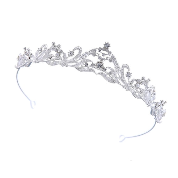 YIEMEEN Fashionable Silver Bridal Tiaras with Rhinestones Adjustable Queen Crowns Portable for Prom and Stage Performances