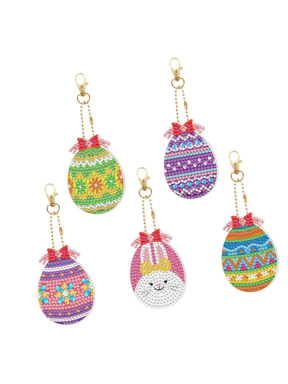 YIEMEEN Festive Acrylic Easter Egg Keychain With Crystals Perfect For Holiday Decorations And Handmade Crafts