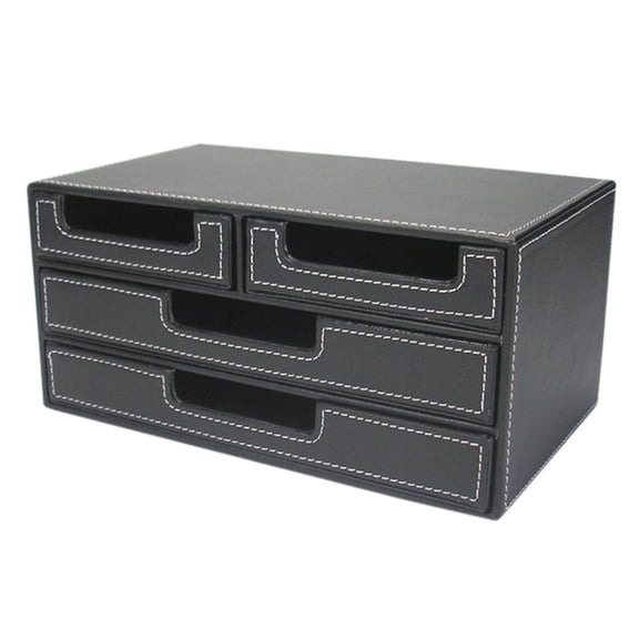 YIEMEEN File Organizer 4 Drawers Stationery Storage Box PU Leather Desk Organizer