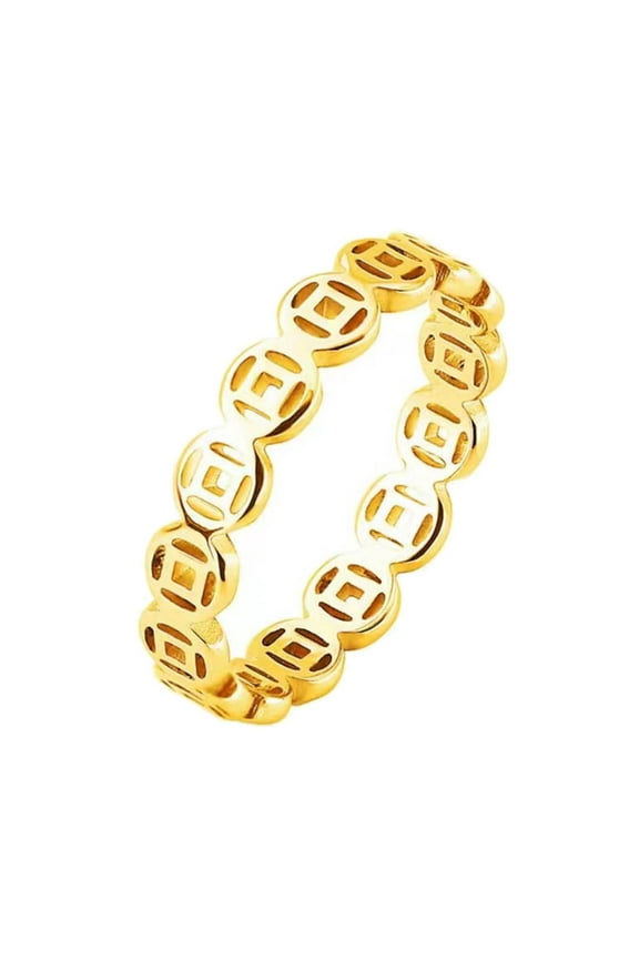 YIEMEEN Five Emperors Money Hollow Copper Coin Ethnic Style Finger Ring for Women Men