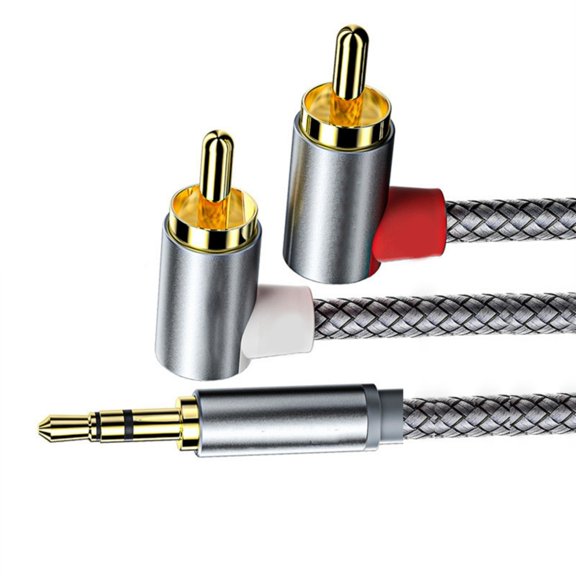 YIEMEEN Flexible 3.5mm Auxiliary to 2RCA Audios Cable for Clear Signal Transmission in Various Setting for Easy Portability