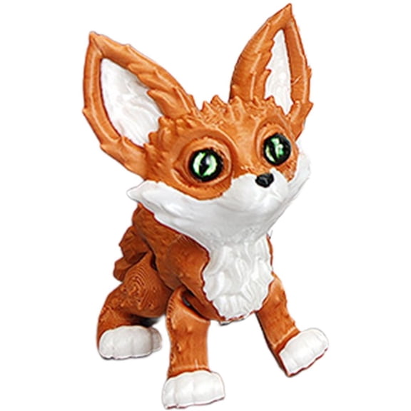 YIEMEEN Flexible Joints Articulated Foxes Fidgety Toy Desktop Pet Decorations 3D Printed Foxes,Realistic Hairless Foxes Statues