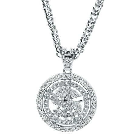 YIEMEEN Gold Plated Chain Dollar Necklace for Men with Dollar Sign Pendant Necklace Gift