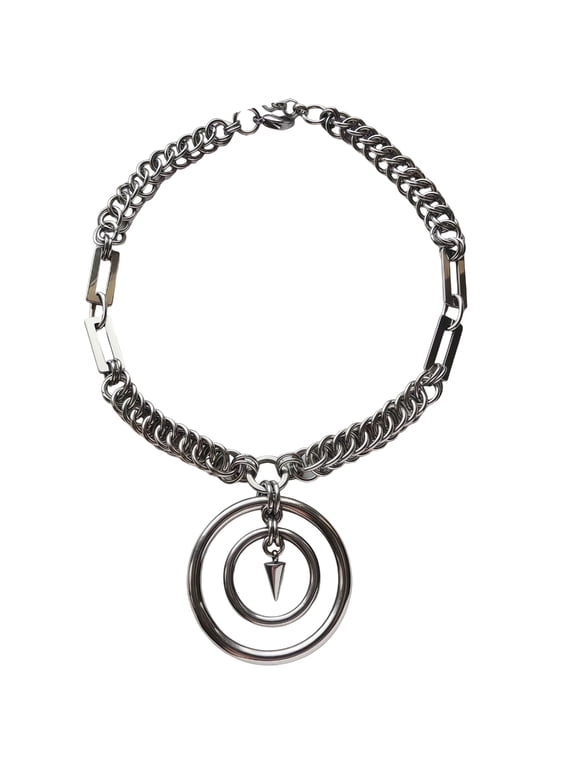 YIEMEEN Gothic Cone Circle Chain Necklace In Stainless Steel For Daily Wear 45Cm