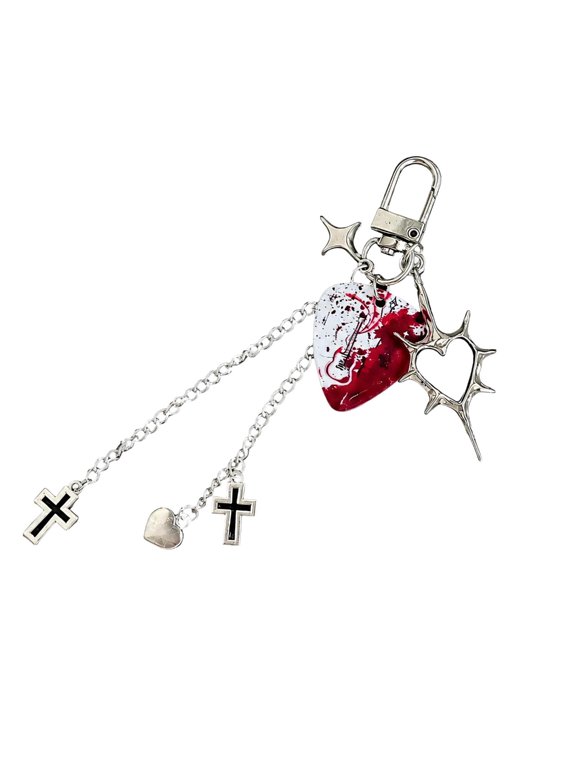 YIEMEEN Guitar Pick Keychain with Swivels Snap Hook, and Chain Links, Gothic Bag Charm