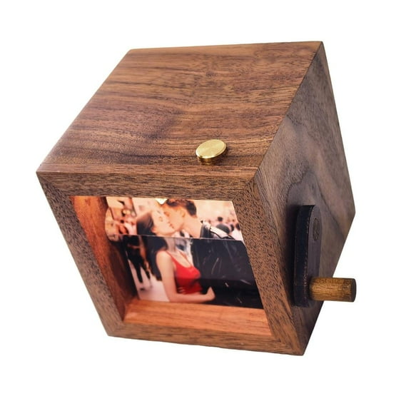 YIEMEEN Hand Crank Photo Flipbook Wooden Frame With 16 Photo Animations Viewer Creative Memory Gift For Holidays Family Event