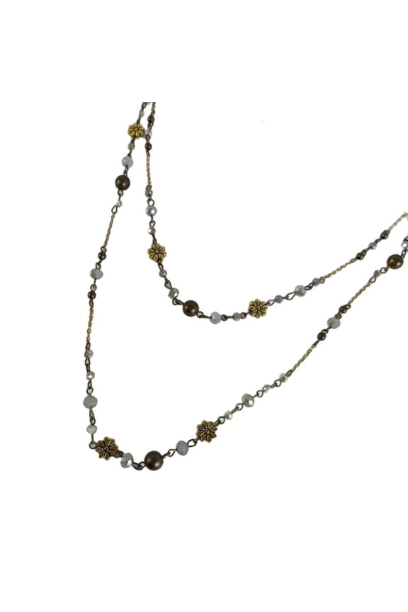 YIEMEEN Handcrafted Floral Bead Necklace with Aged Finish Fashion Elegant Accessory