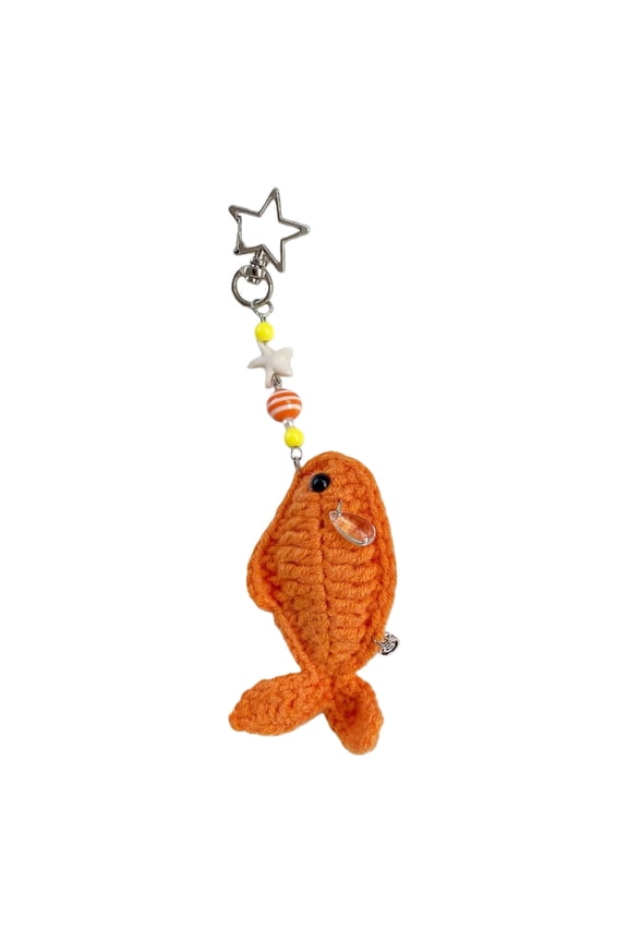 YIEMEEN Handmade Crochet Small Fish Keychain Phone Strap Lightweight Knitting Wool Key Holder For Artistic Backpack Bags