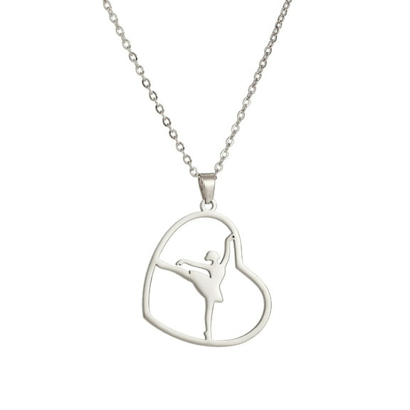 YIEMEEN Heart and Gymnastics Charm Necklace Ballet Pendant Necklace Adjustable Chain Necklace Perfect for Everyday Wear
