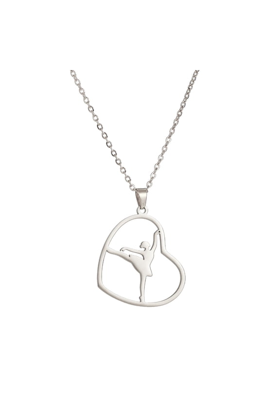 YIEMEEN Heart and Gymnastics Charm Necklace Ballet Pendant Necklace Adjustable Chain Necklace Perfect for Everyday Wear