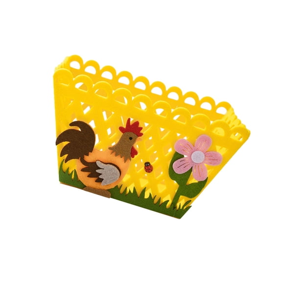 YIEMEEN Holiday Storage Basket with Colorful Rooster Creative Gift Bag for Eggs Candy