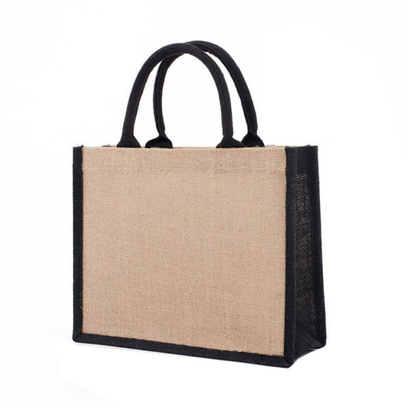 YIEMEEN Jute Burlap Tote Bag Large Reusable Grocery Bags with Handles Shopping Handbag Organizer