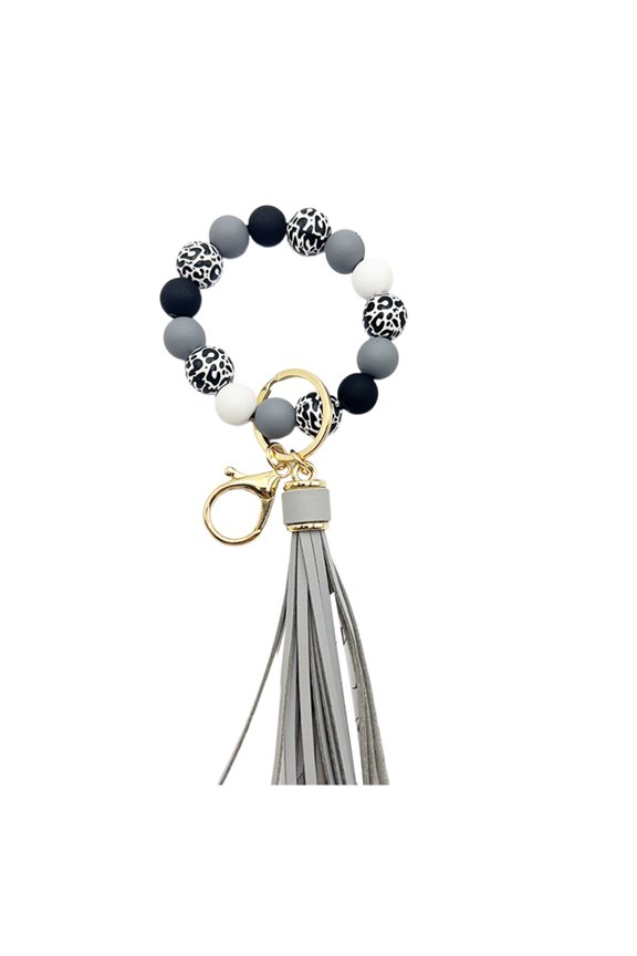 YIEMEEN Key Rings Bangle Chains Bracelet Wristlet with PU Tassels for Fashion Ladies