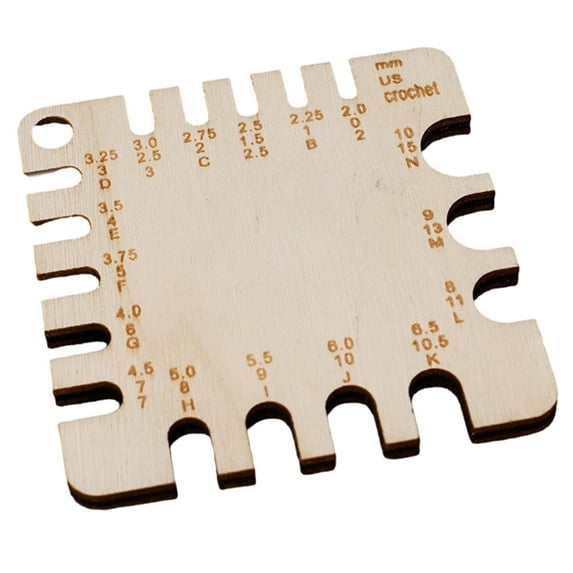 YIEMEEN Knitting Needle Gauge Knitters Ruler Wood Knitting Gauge Ruler Knitting Tool