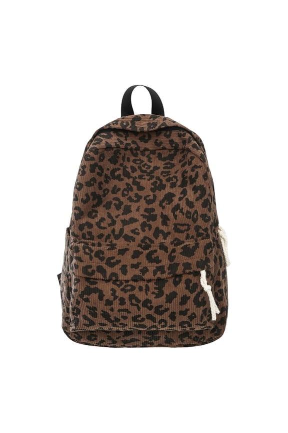 Leopard Print Backpack Student School Bag Large Capacity Backpack Preppy Bag