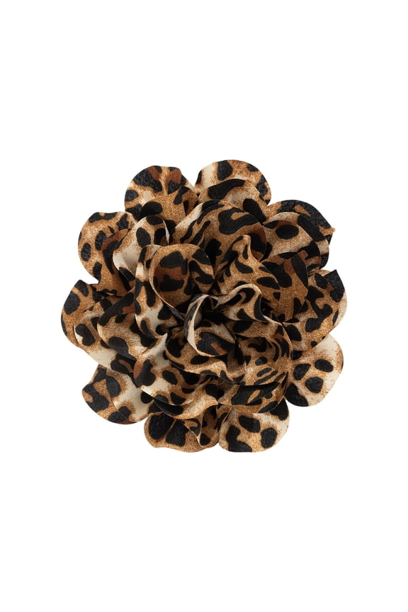 YIEMEEN Leopard Print Flower Brooch for Fashionable Women Duckbill Clip Breastpin Handmade Sweater Pin Party Gathering Accessory