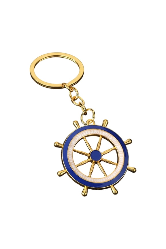 YIEMEEN Long Lasting Shine Marine Keychain Featuring Anchors Detail Crafted From Zinc Alloy In Ocean Blue White Hues