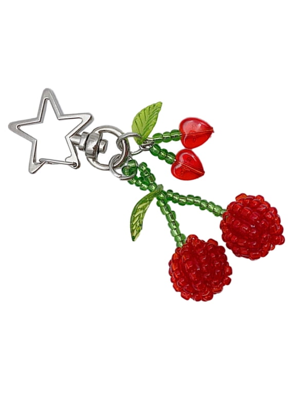 YIEMEEN Lovely Cherry Keychain Modern Handmade Fruit Keychain Versatile Bag Decoration