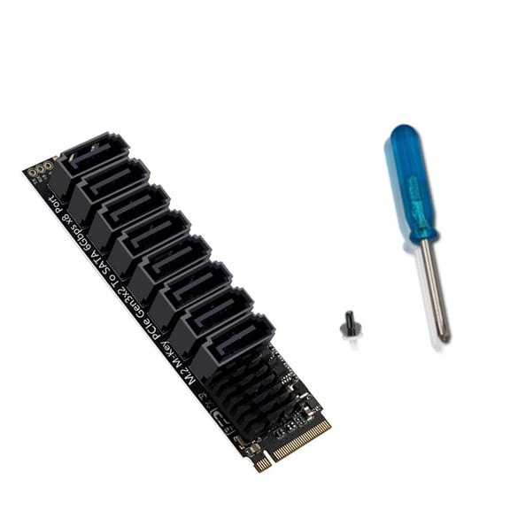 YIEMEEN M.2 NVME PCIE to SATA3.0 6Gbps Hard Drive Extended PCIE Adapter Card Aluminum Heatsink 6 Port Expansion Card