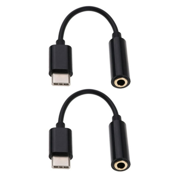 YIEMEEN Male Type C to Female 3.5mm Cable, 2pcs/set USB C to 3.5mm Port Adapter Cord Headphone Conversion Wire Line