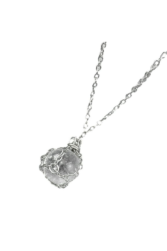 YIEMEEN Mesh Pocket Pendant Neckchain Colorful Stone Woven Necklace Valentine's Day Gift