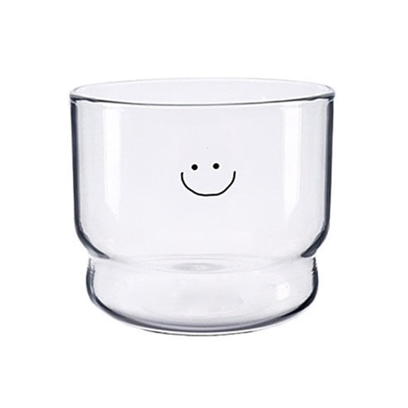 YIEMEEN Microwave Safe Smiling Face Glass Cup Practical Heatproof Glass Cup Microwave Safe Glass Mugs For Busy Lifestyle